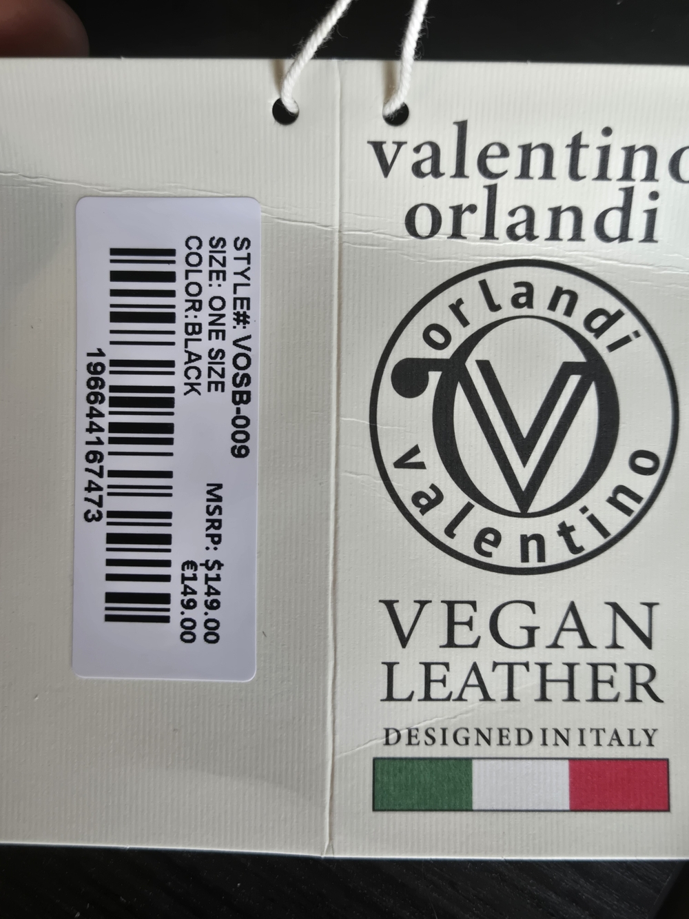 Valentino Orlandi Black & Gray Vegan Leather Satchel with Gold V Accent - Picture 7 of 7